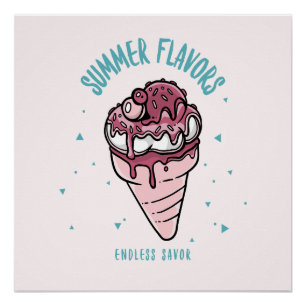 Poster Saveurs d'été goutte-à-goutte glace