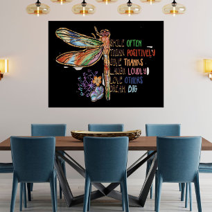 Poster Sayons Inspirationnels Script Dragonfly Dandelions