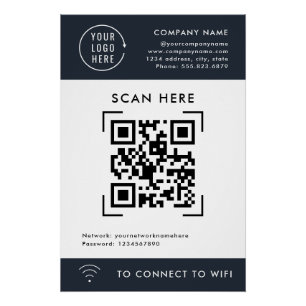 Poster Scan de code QR Wifi Logo d'entreprise sans cont