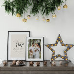Poster Scandi moderne beige élégant script Noël<br><div class="desc">Beige moderne élégante aquarelle rustique beige naturel Scandinave contemporaine teintes muettes beige,  noir et blanc décoration de poster de Noël.</div>
