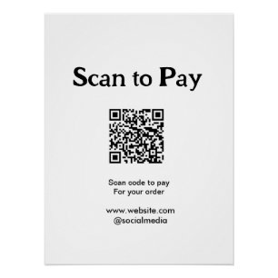 Poster Scanner pour payer la commande QR code ajouter un 