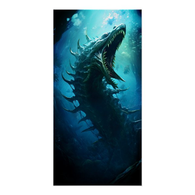Poster Scary Under the Sea Creature Monster (Devant)