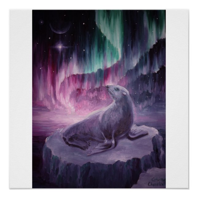 Poster Sceau solitaire triste (Devant)