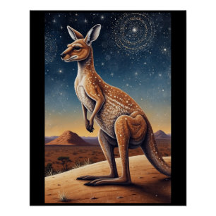 Poster Scène autochtone australienne sur le thème Kangaro