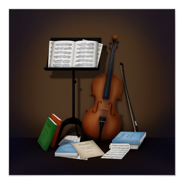 Poster Scène avec Stand Cello & Music (Devant)