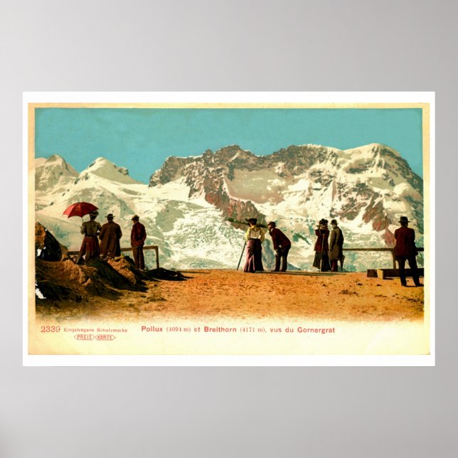 Poster Scène Belle Epoque vintage, Alpes suisses (Devant)
