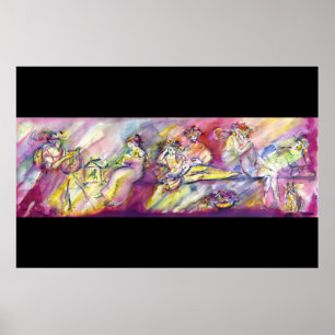 POSTER SCÈNE DE BACCHANALE ANTIQUE AVEC MUSIQUE