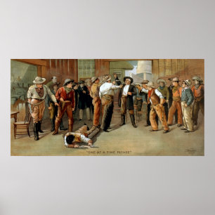 Poster Scène de combat d'arme à feu de barre d'affiche de