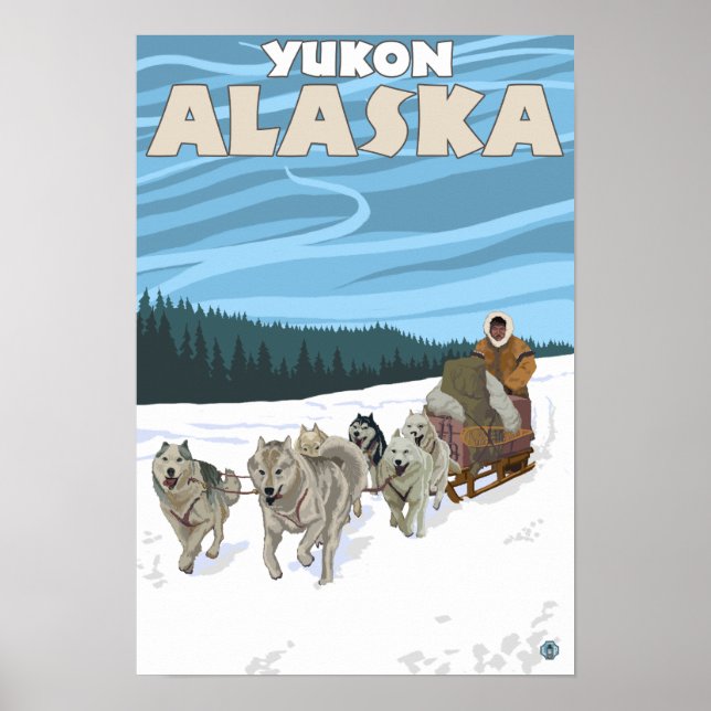 Poster Scène de couture de chien - Yukon, Alaska (Devant)