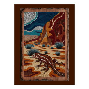 Poster Scène de la faune sauvage australienne de Lizard
