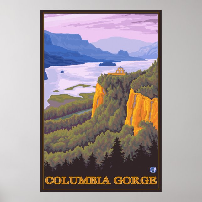 Poster Scène de la gorge de Columbia avec pointe de la Co (Devant)
