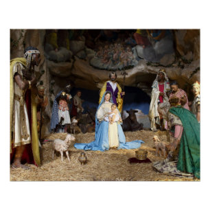 Poster Scène de la Nativité de Noël antique