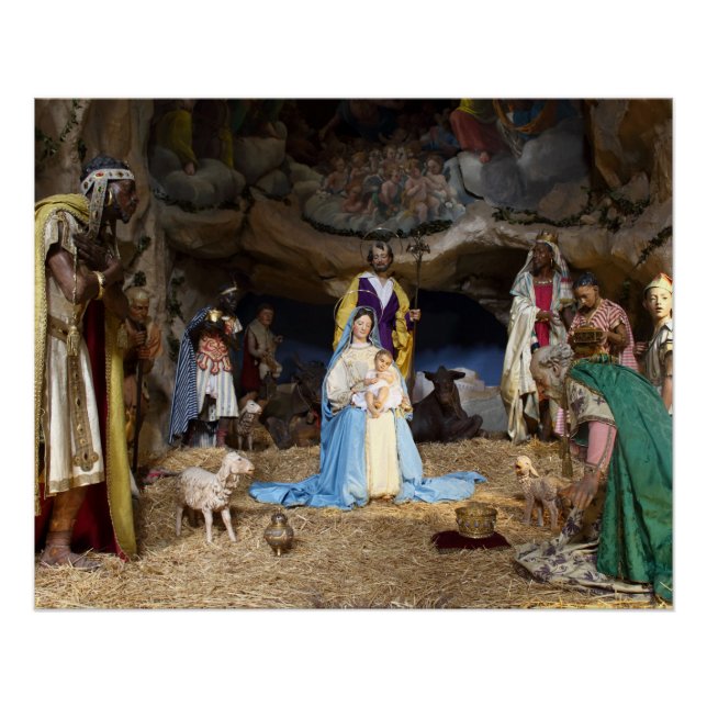 Poster Scène de la Nativité de Noël antique (Devant)