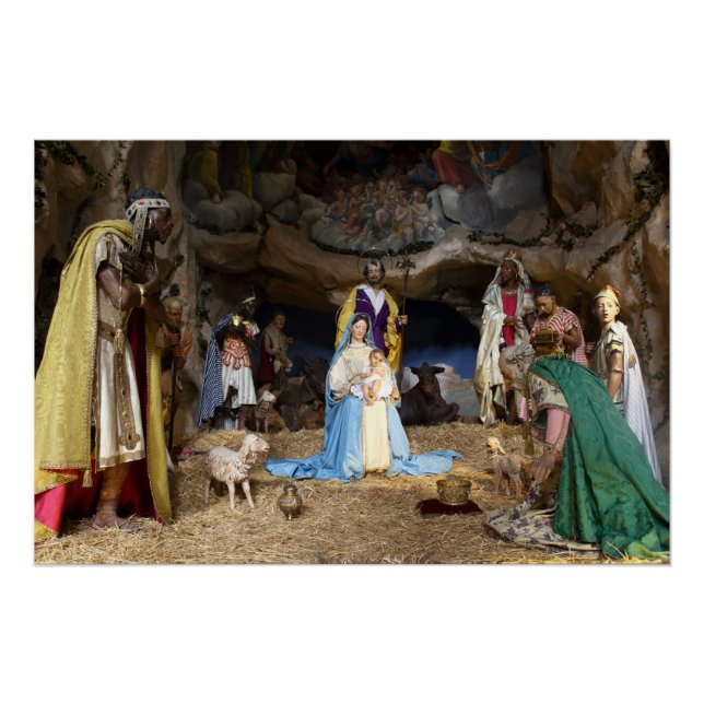 Poster Scène de la Nativité de Noël antique (Devant)