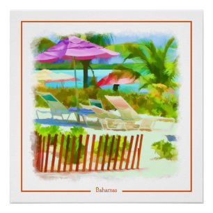 Poster Scène de plage des îles Bahama tropicales