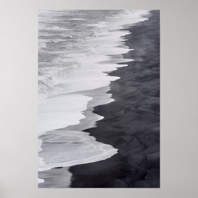 Poster Scène de plage en noir et blanc (Devant)