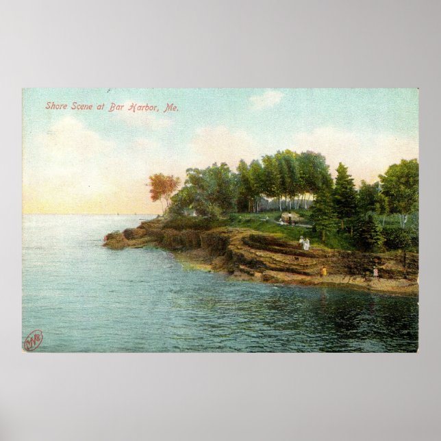 Poster Scène de rivage 1909 à Bar Harbour, Maine (Devant)