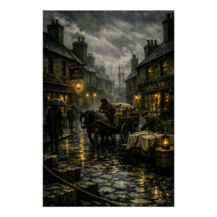 Poster Scène de rue victorienne détrempée par BurnsInHell