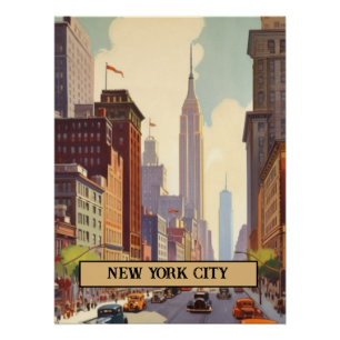 Poster Scène de rue vintage à New York Texte personnalisé