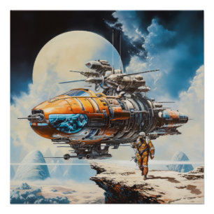 Poster Scène de science-fiction rétro