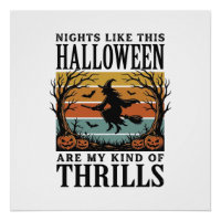 Scène d'effroi de sorcière vintage Halloween Gravu