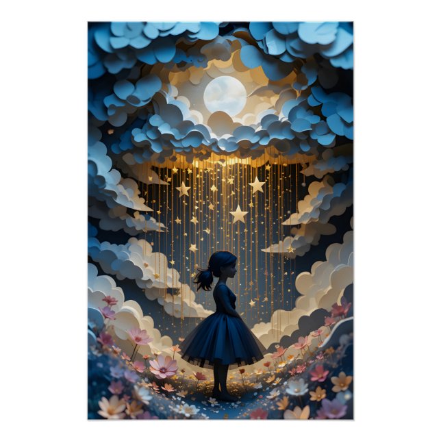 Poster Scène d'embarcation de nuit enchantée (Devant)