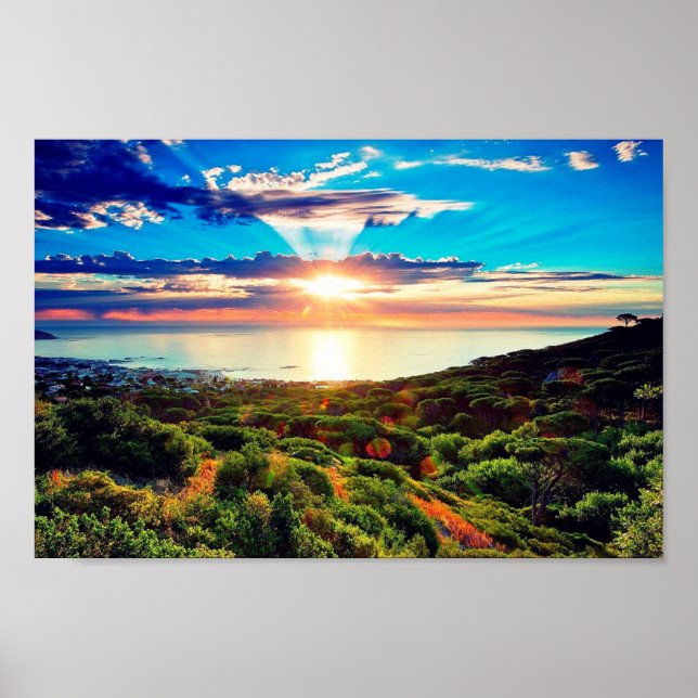 Poster Scène du coucher du soleil (Devant)