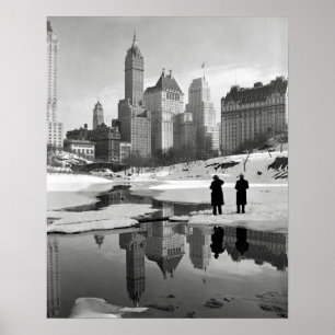 Poster Scène hivernale à Central Park, 1933. Photo ancien