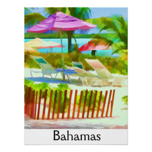 Poster Scène Painterly Summer Vacation Beach Bahamas
