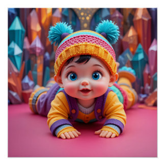 Poster Scène Whimsical Baby Papercraft