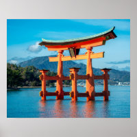 Scenic landscape with Japanese Torii Gate