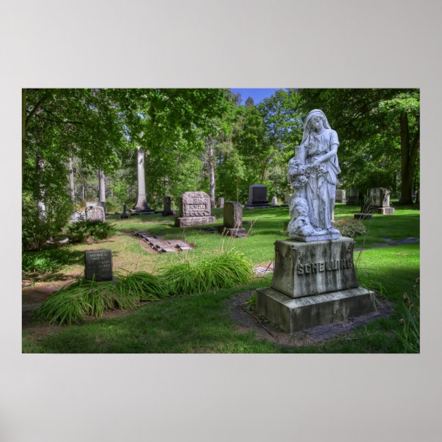 Poster Schelling Family Grave Statue - Greenwood Cemetery (Devant)