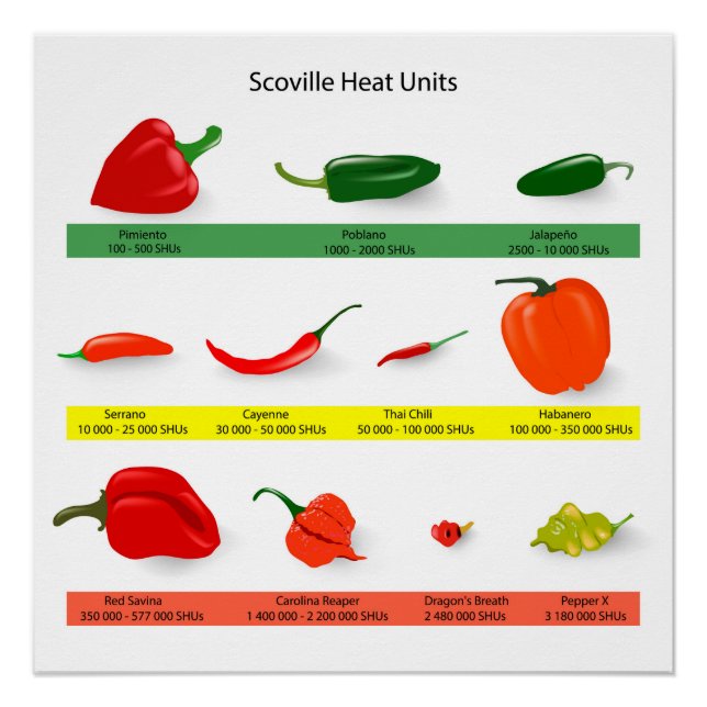 Poster Schéma des unités de chaleur Scoville - Guide épic (Devant)