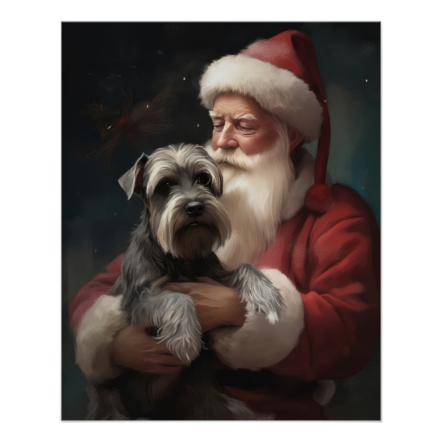 Poster Schnauzer avec Noël Festif du Père Noël (Devant)
