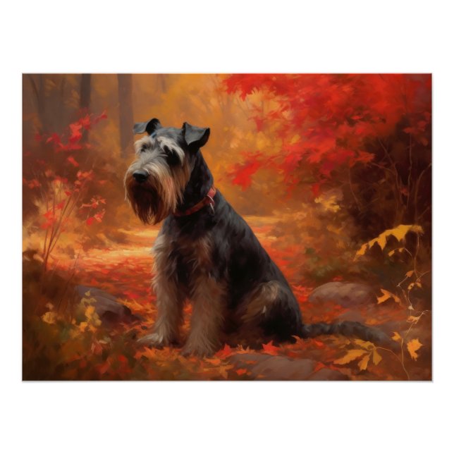 Poster Schnauzer en automne Leaves Fall Inspire (Devant)