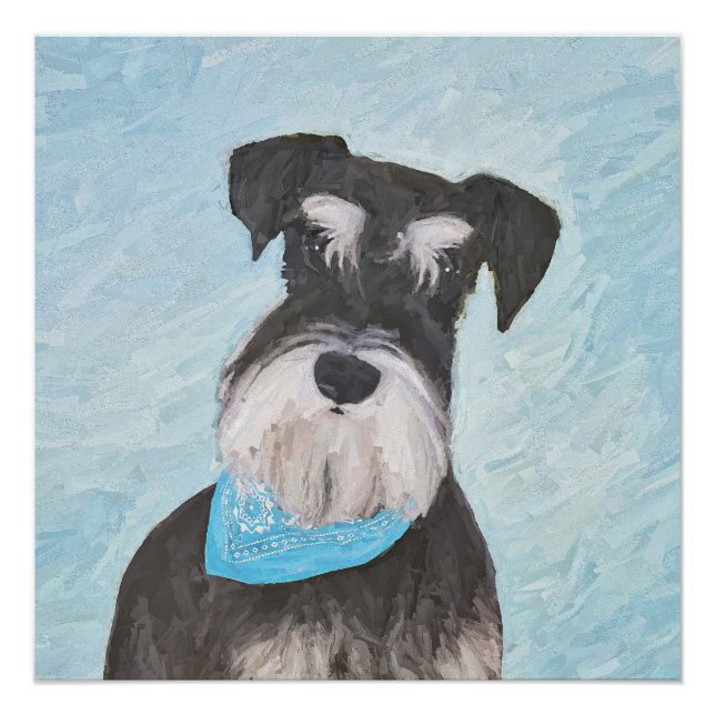 Poster Schnauzer (Miniature) Peinture - Chien original mi (Devant)