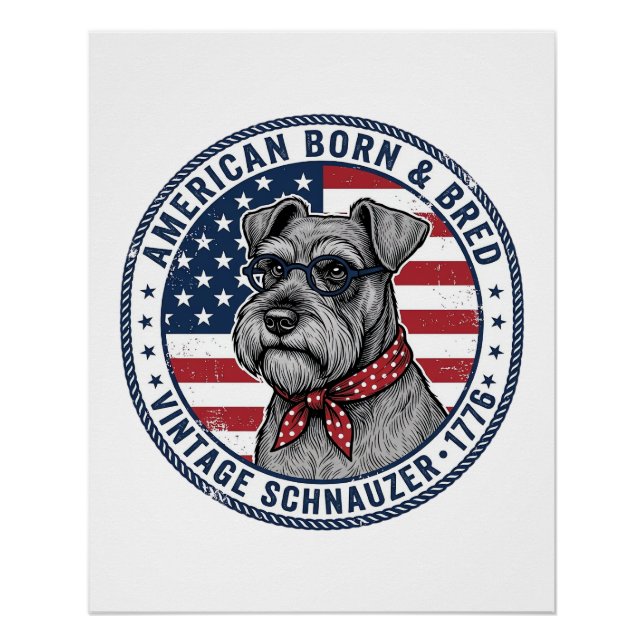 Poster Schnauzer Patriotique Vintage (Devant)