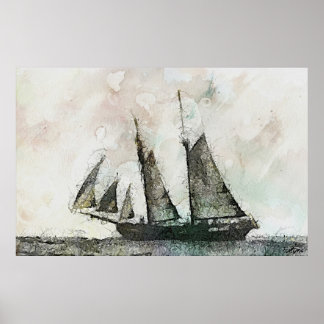 Poster Schooner - Art vintage