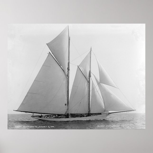 Poster Schooner Nautique vintage Marguerite Imprimer (Devant)