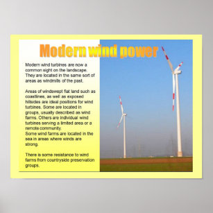 Poster Science, Énergie, Électricité, Énergie éolienne mo
