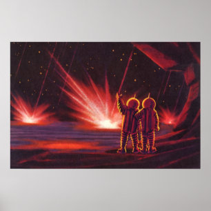 Poster Science-fiction vintage d'explosion d'aliens sur u