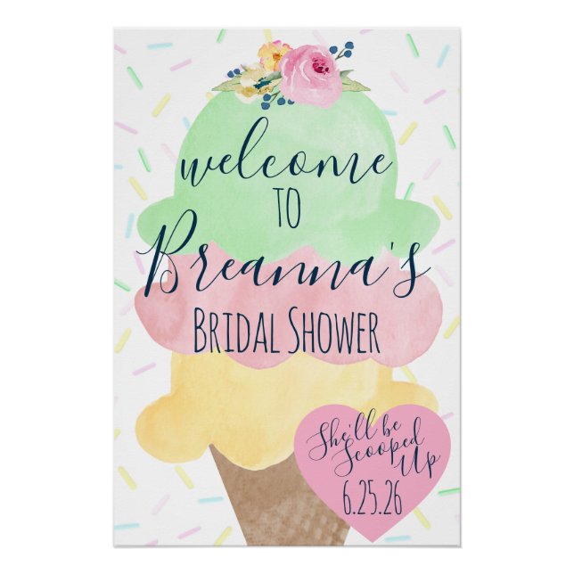 Poster Scooped Up  Glace Mariage Shower de bienvenue (Devant)