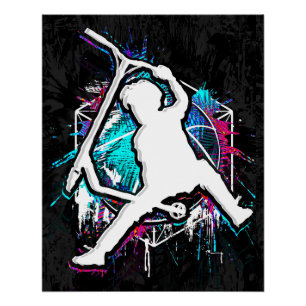 Poster Scooter Retro - Stuntscooter - Kick Stunt Scooter