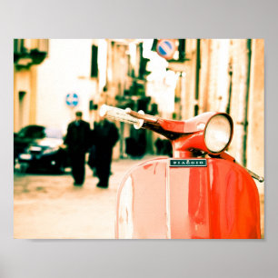 Poster Scooter rouge classique en Italie