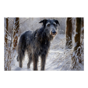 Poster Scottish Deerhound Laissez-le neiger Noël