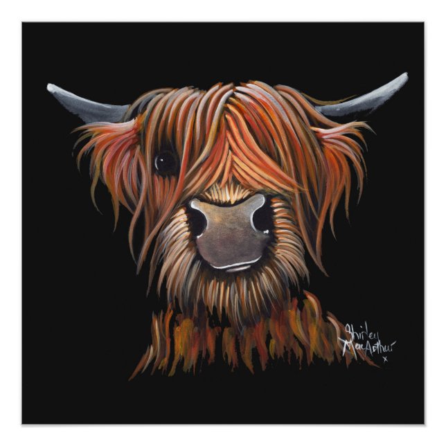 Poster Scottish Hairy Highland Cow 'BRUCE' Imprimer (Devant)