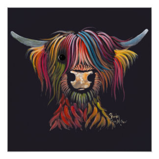 Poster Scottish Hairy Highland Cow ' OLIVER '