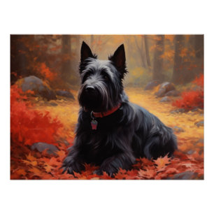 Poster Scottish Terrier en automne Leaves Fall Inspire