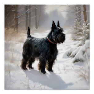 Poster Scottish Terrier Laisser Il Neige Noël