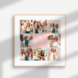 Poster Script coeur rose moderne multi photo meilleurs am